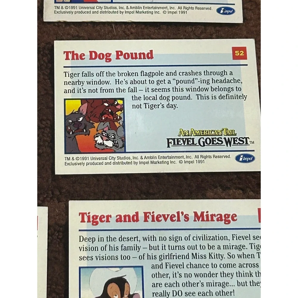Vintage 1991 Impel An American Tail Fievel Goes West Trading Card Lot of 9‎